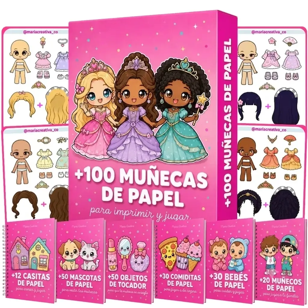 Mockup de la Colección +100 Muñecas de Papel